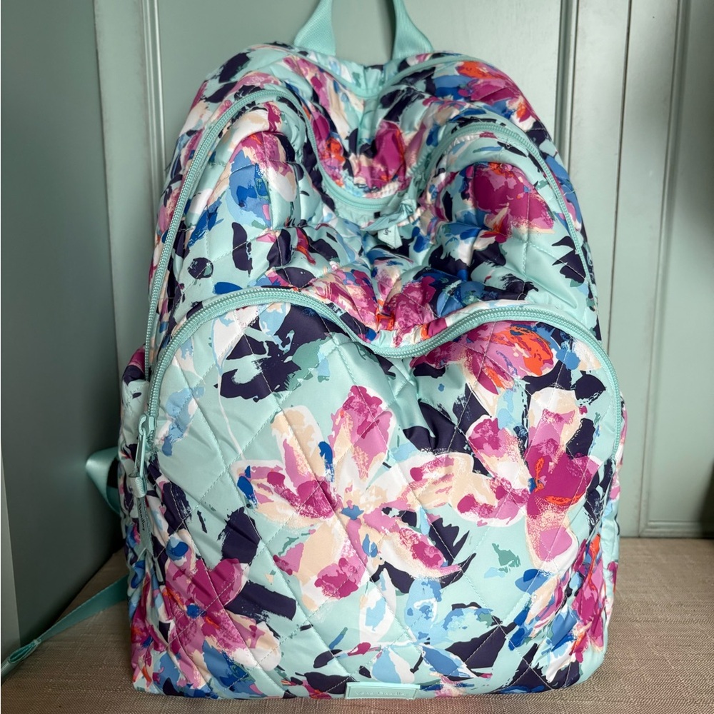 Vera Bradley Light Blue Floral Quilted Backpack